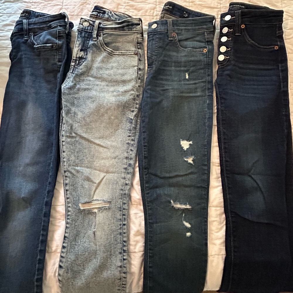 4-Piece Bundle: Lucky Brand Ava Mid-Rise Skinny Jeans (Size 24)